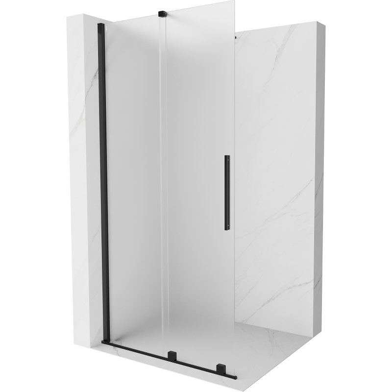 Mexen Velar posuvné sprchové zástěny Walk-in 110 x 200 cm, matné sklo 8 mm, černé - 871-110-000-33-70