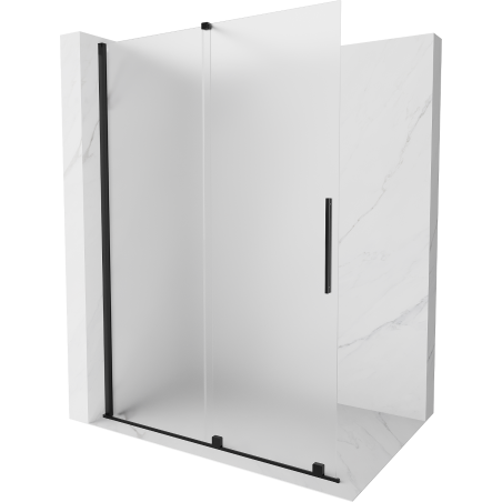 Mexen Velar sprchová stena rozťahovacia Walk-in 130 x 200 cm, mliečna 8 mm, čierna - 871-130-000-33-70