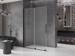 Mexen Velar sprchová stena rozťahovacia Walk-in 130 x 200 cm, mliečna 8 mm, čierna - 871-130-000-33-70