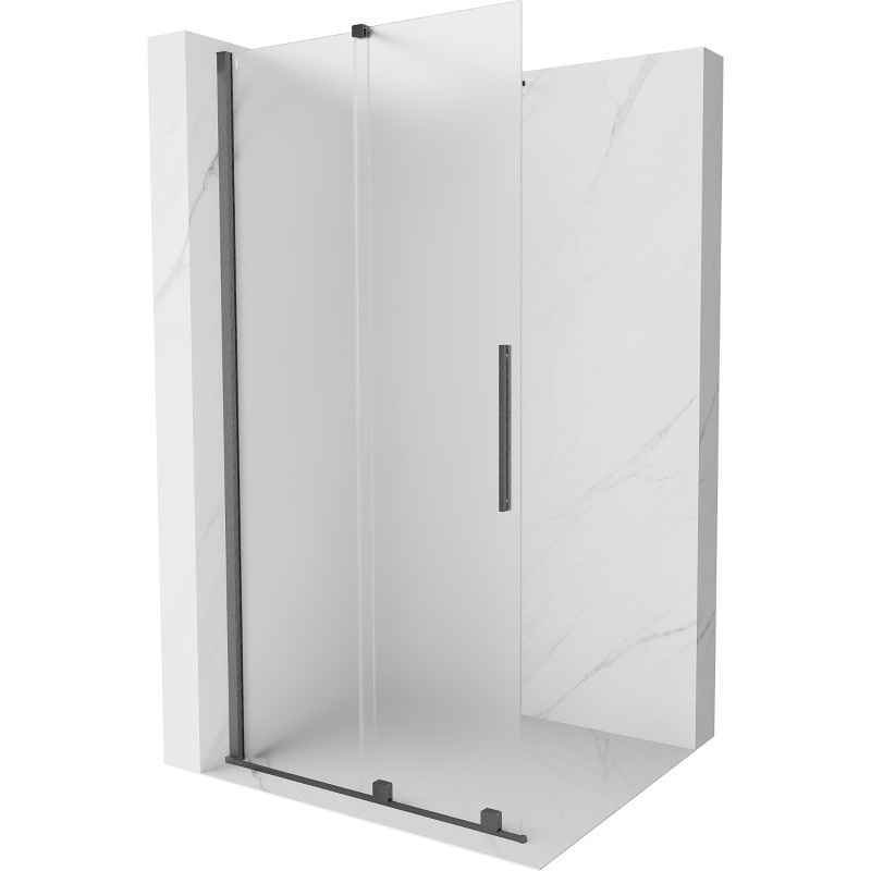 Mexen Velar posuvná sprchová stena Walk-in 90 x 200 cm, námraza 8 mm, zbraňová šedá kartáčovaná - 871-090-000-33-66