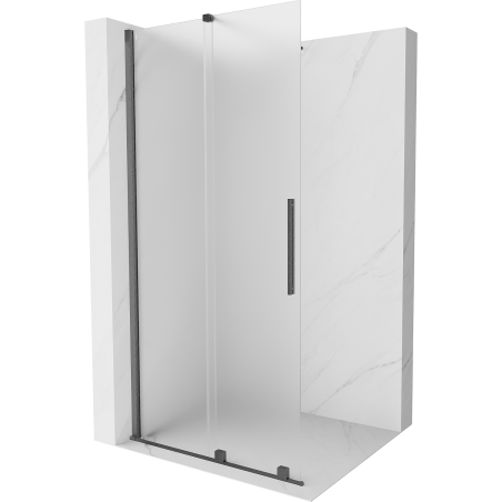 Mexen Velar sprchová priečka posuvná Walk-in 90 x 200 cm, pieskované 8 mm, gun gray brúsený - 871-090-000-33-66
