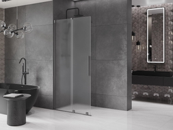 Mexen Velar posuvná sprchová stena Walk-in 90 x 200 cm, námraza 8 mm, zbraňová šedá kartáčovaná - 871-090-000-33-66