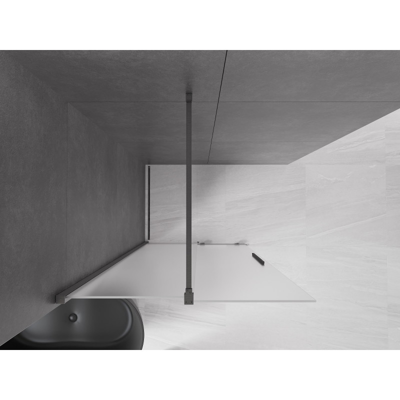 Mexen Velar posuvná sprchová stena Walk-in 90 x 200 cm, námraza 8 mm, zbraňová šedá kartáčovaná - 871-090-000-33-66