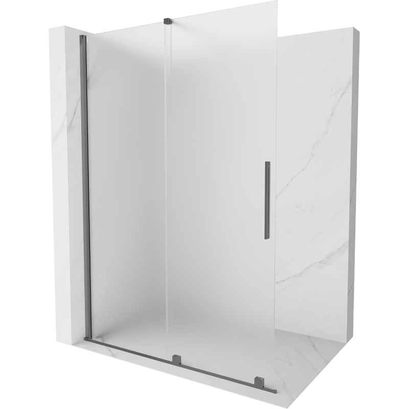 Mexen Velar sprchová stena posuvná Walk-in 130 x 200 cm, mrazené sklo 8 mm, gun metal - 871-130-000-33-95