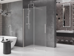 Mexen Velar sprchová stena posuvná Walk-in 150 x 200 cm, matné sklo 8 mm, brúsený nikel - 871-150-000-33-97