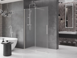 Mexen Velar sprchová stena posuvná Walk-in 140 x 200 cm, mrazené sklo 8 mm, brúsený nikel - 871-140-000-33-97