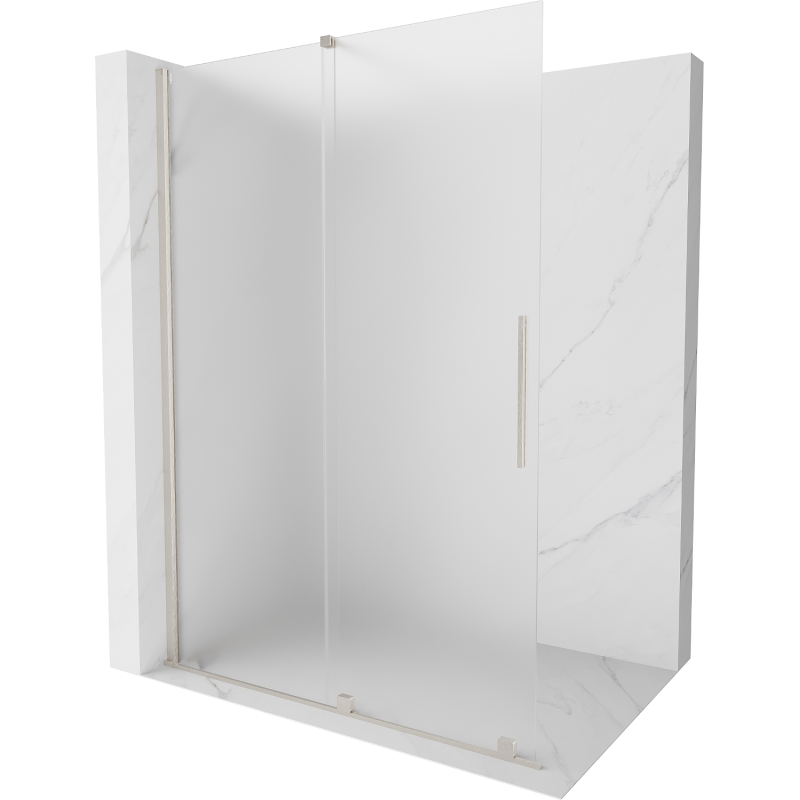 Mexen Velar sprchová stena posuvná Walk-in 150 x 200 cm, matné sklo 8 mm, brúsený nikel - 871-150-000-33-97