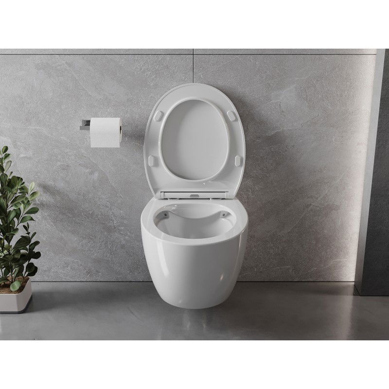 Mexen Egg WC misa Rimless s doskou s tichým zatváraním slim, duroplast, biela lesk - 30245000