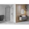 Mexen Rio štvorcová sprchová kabína 70 x 70 cm, priehľadná, chróm + vanička Flat, biela - 860-070-070-01-00-4010