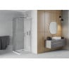 Mexen Rio štvorcová sprchová kabína 90 x 90 cm, transparentnéné, chrómová + závesný bidet Flat, biela- 860-090-090-01-00-4010