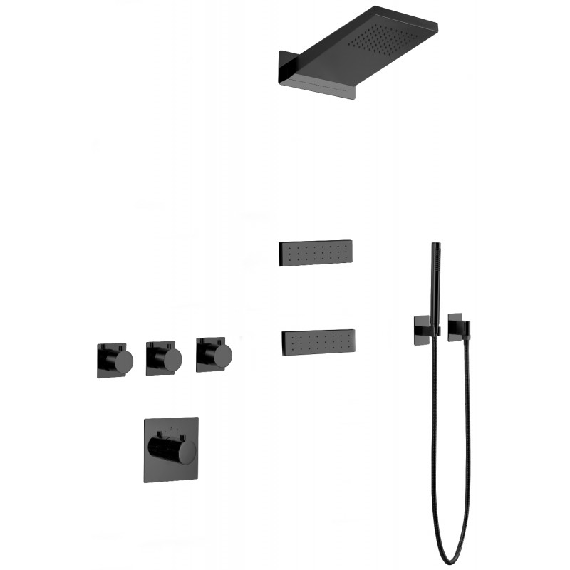 Mexen Fall podomietková sprchová súprava, čierna - 7602-04-70