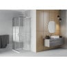 Mexen Rio štvorcová sprchová kabína 70 x 70 cm, pruhy, chrómová + závesný bidet Flat, biela- 860-070-070-01-20-4010