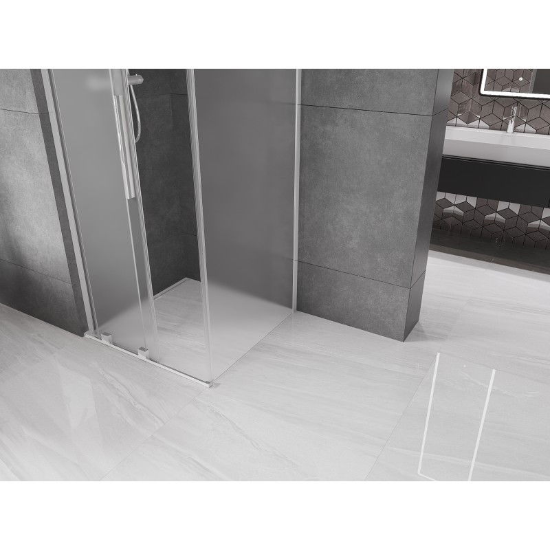 Mexen Velar L sprchový kút posuvný 100 x 100 cm, mrazený, chróm - 871-100-100-33-01