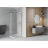 Mexen Rio štvorcová sprchová kabína 80 x 80 cm, matné sklo, chróm + vanička Flat, biela - 860-080-080-01-30-4010