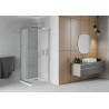 Mexen Rio štvorcový sprchový kút 90 x 90 cm, matný, chróm + Flat vanička, biela - 860-090-090-01-30-4010