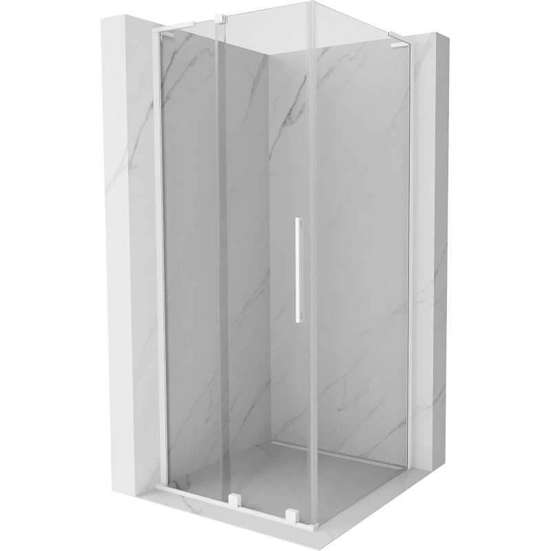 Mexen Velar L sprchovací kút posuvný 110 x 110 cm, transparentný, biely - 871-110-110-03-20