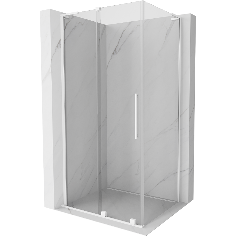 Mexen Velar L posuvný sprchový kút 100 x 80 cm, transparentný, biely - 871-100-080-03-20