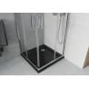 Mexen Rio štvorcová sprchová kabína 90 x 90 cm, priehľadná, chróm + vanička Flat, čierna - 860-090-090-01-00-4070