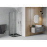 Mexen Rio štvorcová sprchová kabína 90 x 90 cm, priehľadná, chróm + vanička Flat, čierna - 860-090-090-01-00-4070
