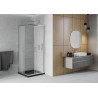 Mexen Rio štvorcový sprchovací kút 90 x 90 cm, mliečny, chróm + plytká vanička, čierna - 860-090-090-01-30-4070