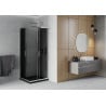 Mexen Rio štvorcová sprchová kabína 90 x 90 cm, grafit, chróm + sprchová vanička Flat, čierna - 860-090-090-01-40-4070