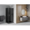 Mexen Rio štvorcová sprchová kabína 90 x 90 cm, grafit, chróm + sprchová vanička Flat, čierna - 860-090-090-01-40-4070