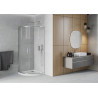 Mexen Rio sprchovací kút polkruhový 90 x 90 cm, transparentný, chróm + vanička Flat, biely - 863-090-090-01-00-4110
