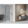Mexen Rio sprchový kout půlkruhový 90 x 90 cm, transparentní, chrom + sprchová vanička Flat, bílá - 863-090-090-01-00-4110