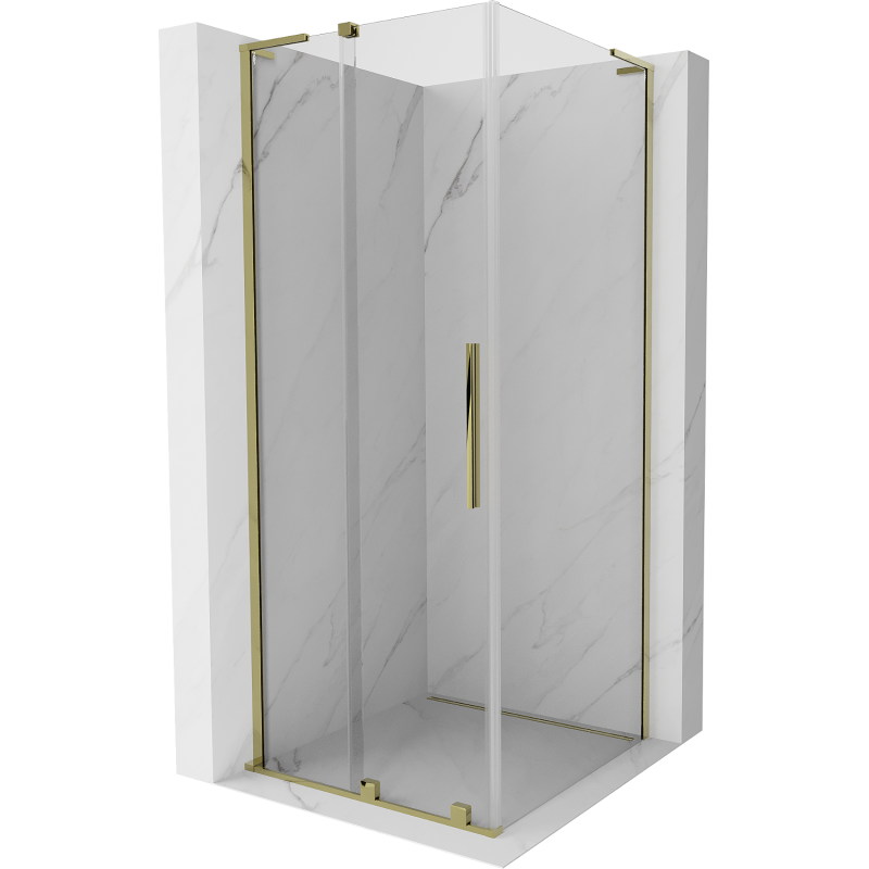 Mexen Velar L sprchový kút posuvný 100 x 100 cm, transparentný, zlatý - 871-100-100-03-50