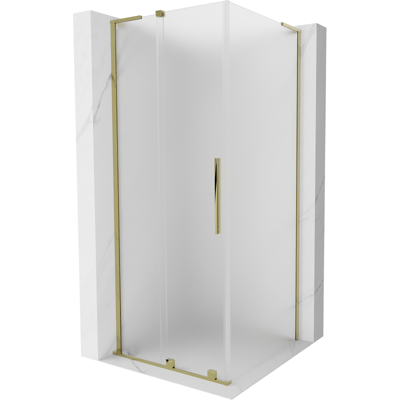 Mexen Velar L sprchovací kút posuvný 90 x 90 cm, mrazený, zlatý - 871-090-090-33-50