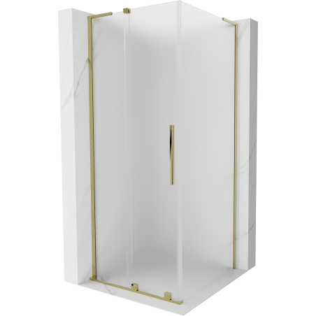 Mexen Velar L sprchovací kút posuvný 90 x 90 cm, mrazený, zlatý - 871-090-090-33-50