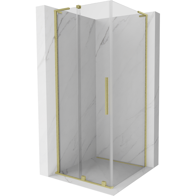 Mexen Velar L posuvná sprchová kabína 90 x 90 cm, transparentná, zlatá kartáčovaná - 871-090-090-03-55