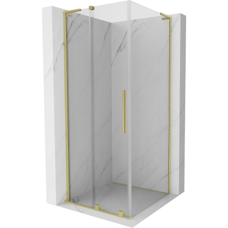 Mexen Velar L posuvná sprchová kabína 90 x 90 cm, transparentná, zlatá kartáčovaná - 871-090-090-03-55