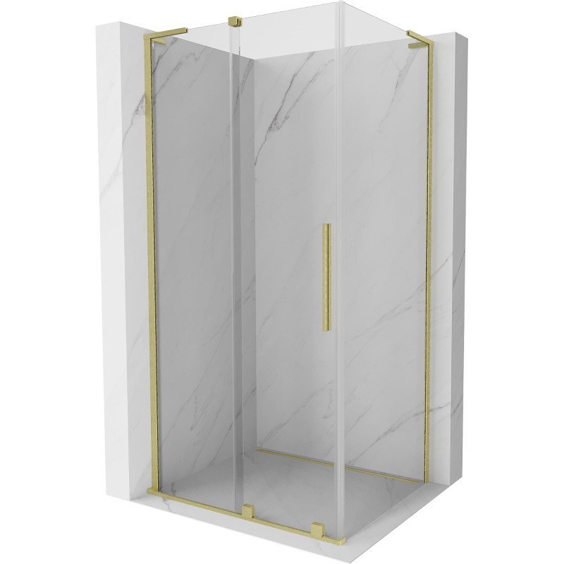 Mexen Velar L zásuvná sprchová kabína 100 x 80 cm, priehľadná, zlatá kartáčovaná - 871-100-080-03-55