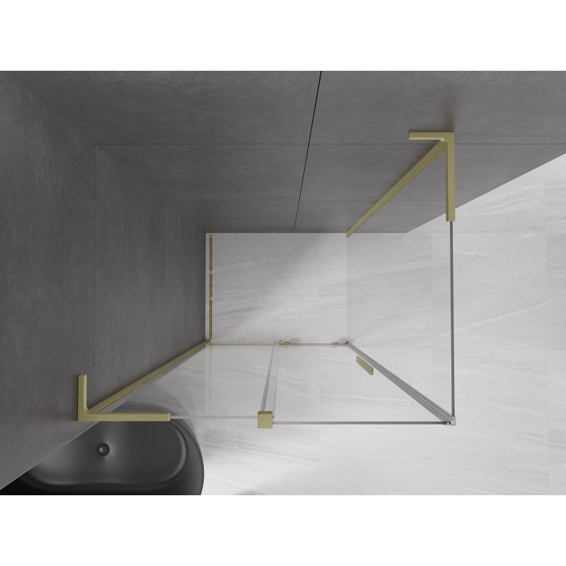 Mexen Velar L zásuvná sprchová kabína 100 x 80 cm, priehľadná, zlatá kartáčovaná - 871-100-080-03-55