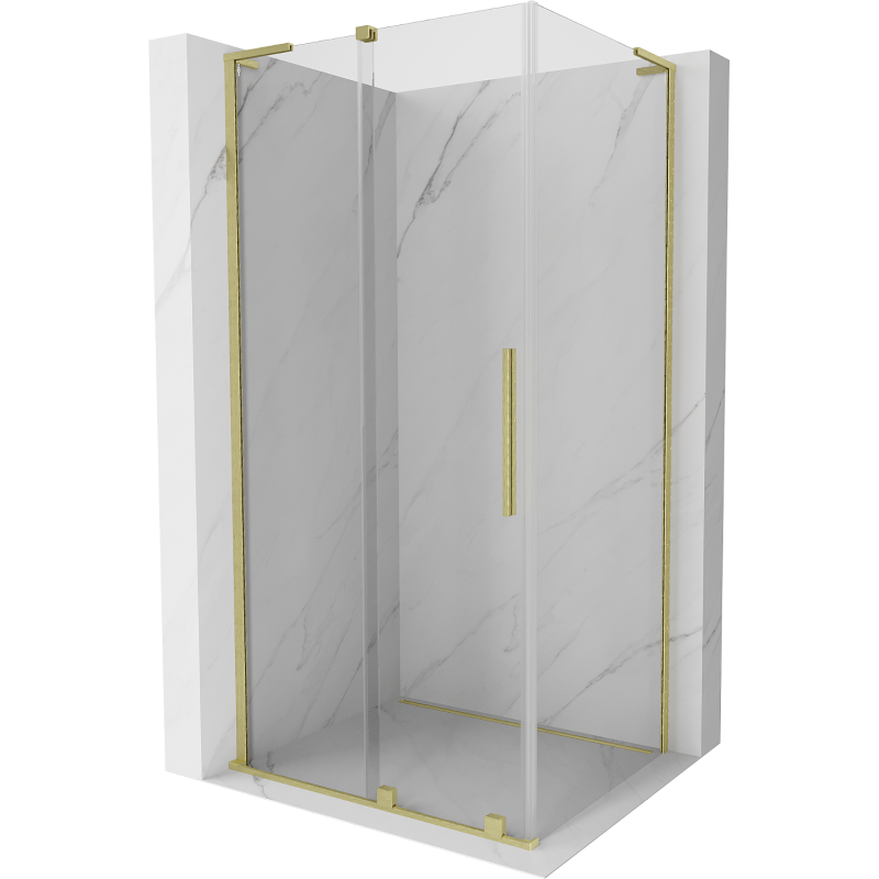 Mexen Velar L sprchový kút posuvný 110 x 90 cm, transparentný, zlatý kartáčovaný - 871-110-090-03-55