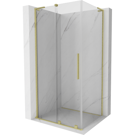Mexen Velar L posuvný sprchový kút 120 x 110 cm, priehľadný, zlatý kartáčovaný - 871-120-110-03-55