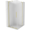 Mexen Velar L sprchovací kút posuvný 90 x 90 cm, matné sklo, zlaté kefovanie - 871-090-090-33-55