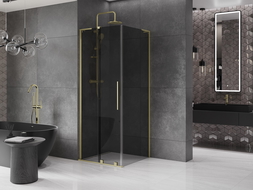 Mexen Velar L posuvná sprchová kabína 90 x 90 cm, grafit, zlatá kartáčovaná - 871-090-090-43-55