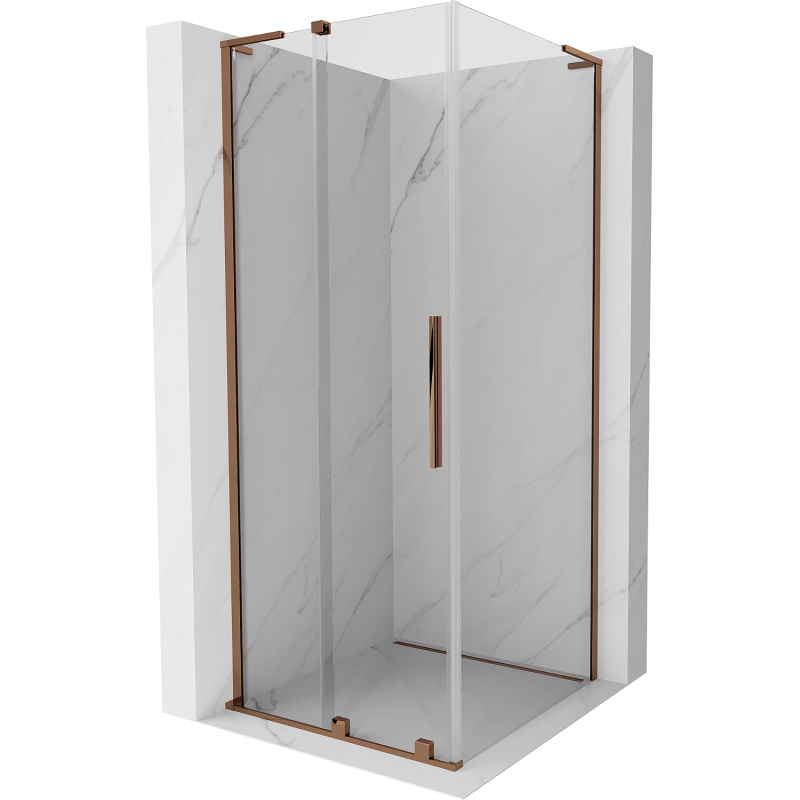 Mexen Velar L sprchová kabína posuvná 100 x 100 cm, transparentná, ružové zlato - 871-100-100-03-60