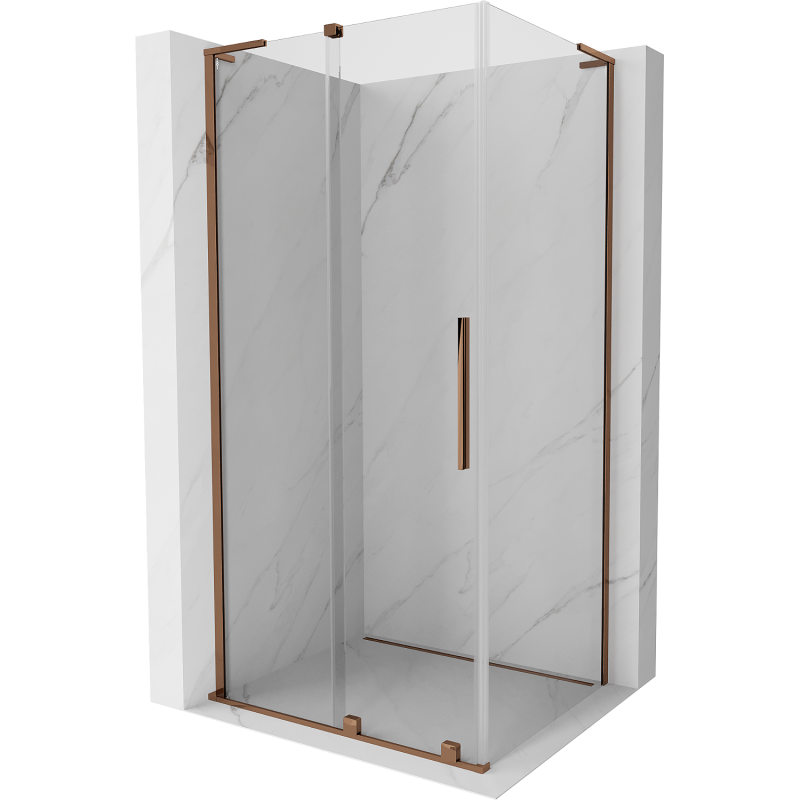 Mexen Velar L sprchová kabína posuvná 90 x 75 cm, transparentná, ružové zlato - 871-090-075-03-60