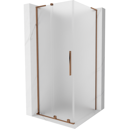 Mexen Velar L posuvná sprchová kabína 100 x 100 cm, mrazené sklo, ružové zlato - 871-100-100-33-60