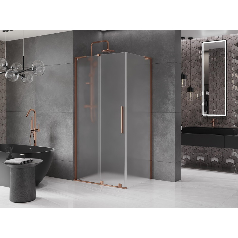 Mexen Velar L posuvný sprchovací kút 100 x 75 cm, mrazuvzdorný, ružové zlato - 871-100-075-33-60