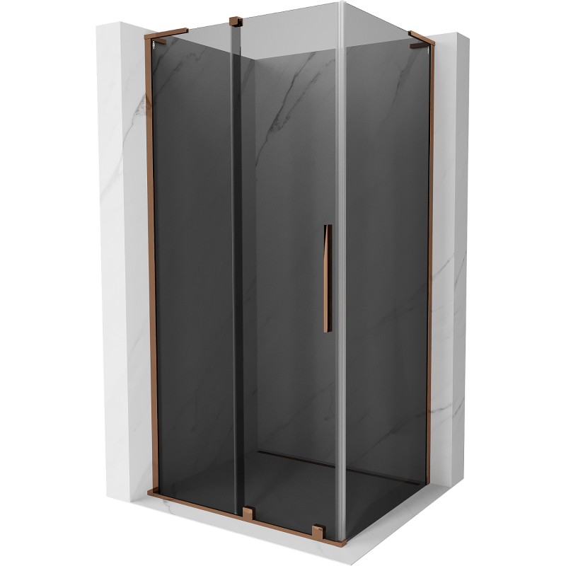 Mexen Velar L posuvný sprchový kút 90 x 120 cm, grafit, ružové zlato - 871-090-120-43-60