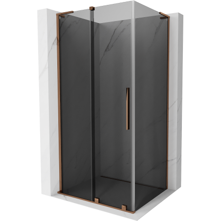 Mexen Velar L posuvný sprchový kút 90 x 120 cm, grafit, ružové zlato - 871-090-120-43-60