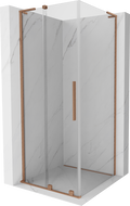 Mexen Velar L posuvná sprchová kabína 90 x 90 cm, transparentná, brúsená meď - 871-090-090-03-65