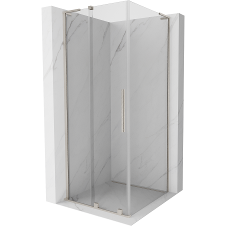 Mexen Velar L posuvná sprchová kabína 90 x 90 cm, transparentná, brúsený nikel - 871-090-090-03-97