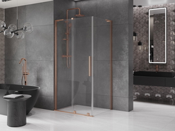Mexen Velar L posuvná sprchová kabína 110 x 90 cm, transparentná, kartáčovaná meď - 871-110-090-03-65