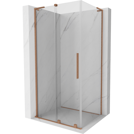 Mexen Velar L posuvný sprchovací kút 120 x 85 cm, priehľadný, brúsená meď - 871-120-085-03-65