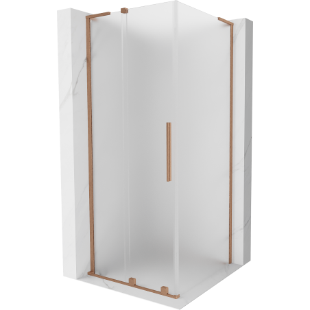 Mexen Velar L zasúvacia sprchová kabína 100 x 100 cm, námraza, brúsená meď - 871-100-100-33-65
